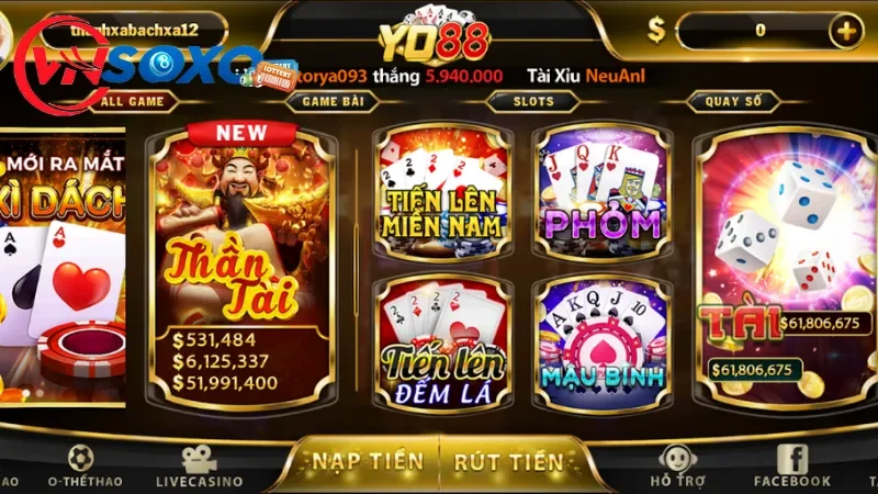 Trang web game đánh bài đổi thưởng rút tiền mặt Yo88